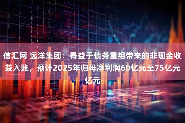 信汇网 远洋集团：得益于债务重组带来的非现金收益入账，预计2025年归母净利润60亿元至75亿元